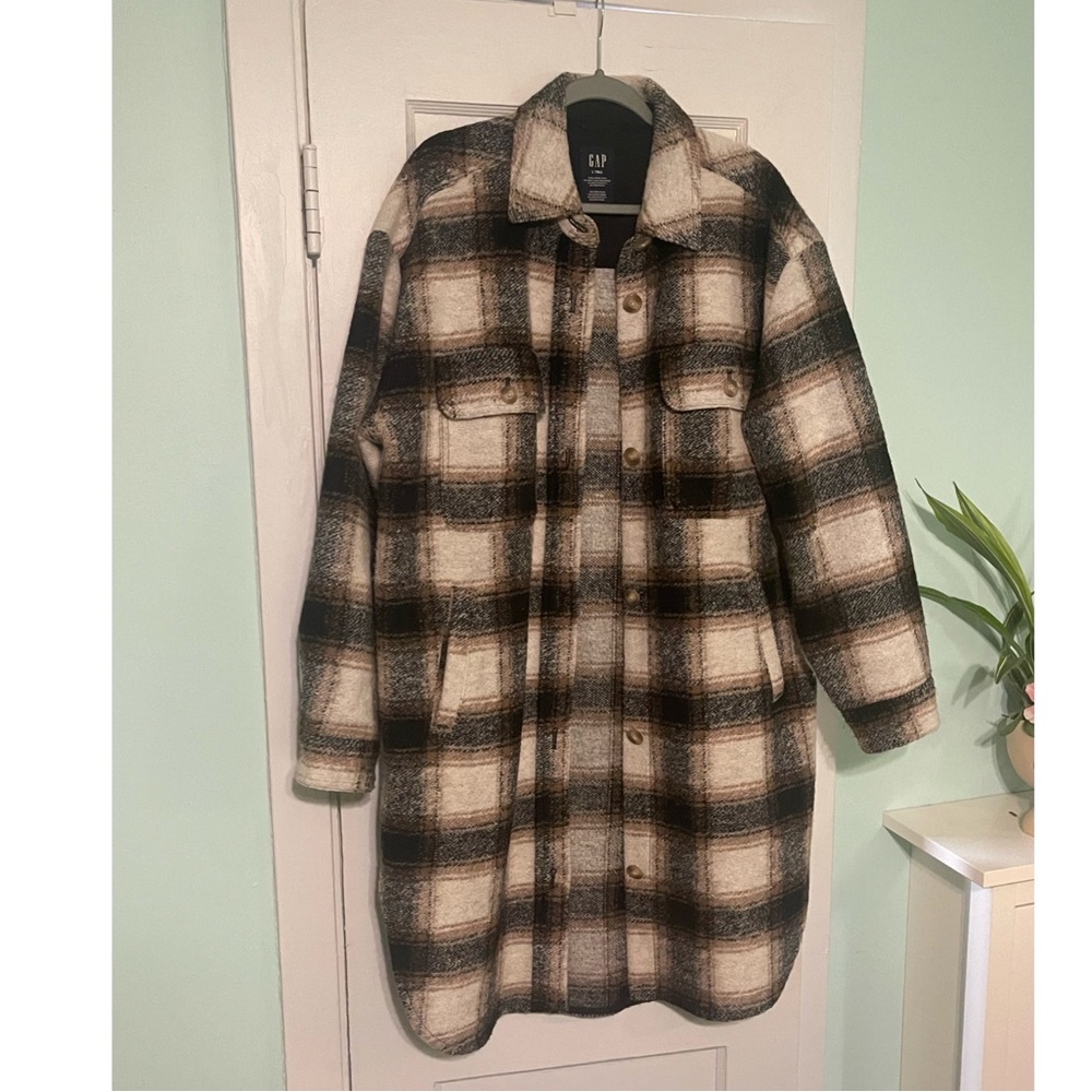 GAP Oversized Plaid Shirt Jacket Large TALL